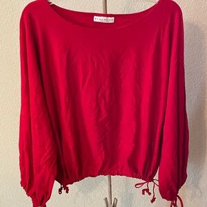 Bryn Walker balloon sleeve drawstring cropped knit top XL